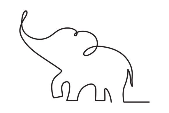 Download Active Elephant Continuous Line Drawing - Drawing Collection