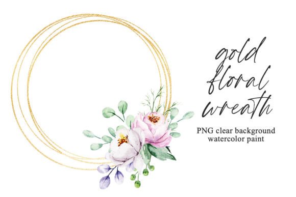 Download Gold Frame, Floral Wreath with Flowers. - Flowers Collection
