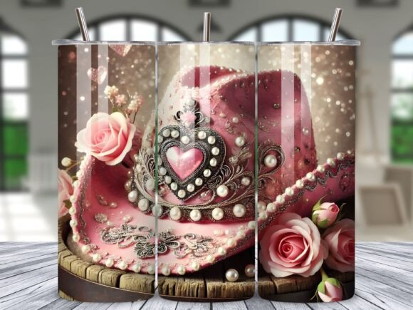 Download Pink Cowgirl Hat Flowers Tumbler Wrap - Flowers Collection