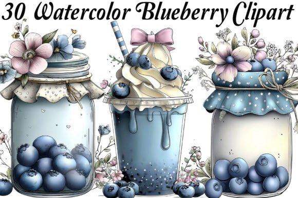 Download Watercolor Blueberry Clipart Bundle - Blueberry clipart Collection