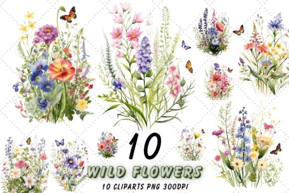 Download Watercolor Wild Flowers Clipart Bundle - Flowers clipart Collection