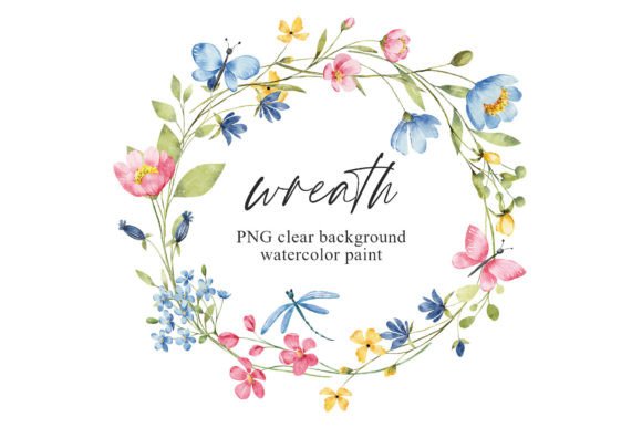 Download Wreath, Watercolor Flowers, Butterflies - Flowers Collection