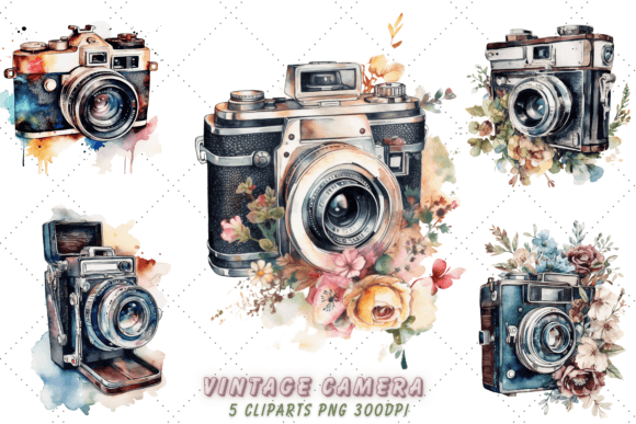 Download Vintage Camera Watercolor Clipart - Premium Resources