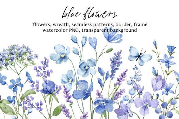 Download Blue Flowers Watercolor PNG Clipart. - Flowers Collection