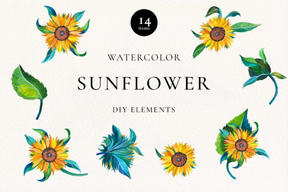 Download Sunflowers Watercolor Elements PNG - Flowers Collection