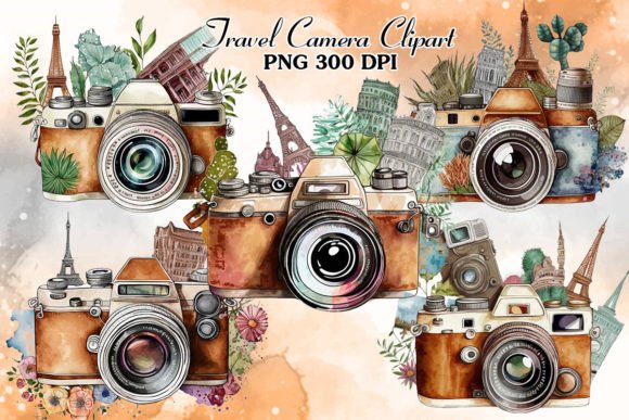 Download Retro Travel Camera Watercolor Clipart - Camera watercolor Collection