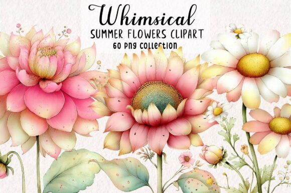 Download Whimsical Summer Flowers Clipart PNG - Flowers clipart Collection