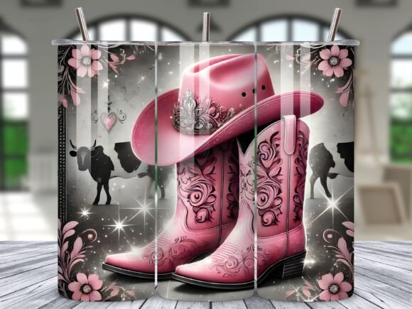 Download Pink Cowgirl Hat Boots Flowers Tumbler - Flowers Collection