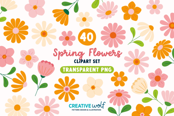 Download Whimsical Spring Flowers Clipart Set - Flowers clipart Collection
