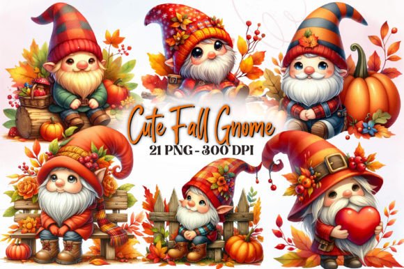 Download Cute Fall Gnome Watercolor Clipart - Gnome watercolor Collection