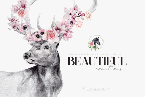 Download Watercolor Animal Portraits and Flowers - Flowers Collection