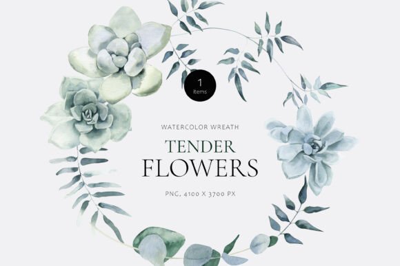 Download Tender Flowers Watercolor Wreath - Flowers Collection