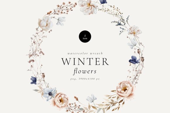 Download Winter Flowers Watercolor Wreath - Flowers Collection