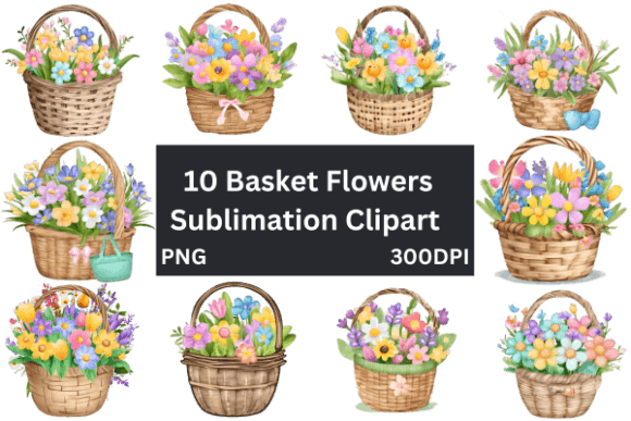 Download Basket Flowers Sublimation Clipart - Flowers Collection