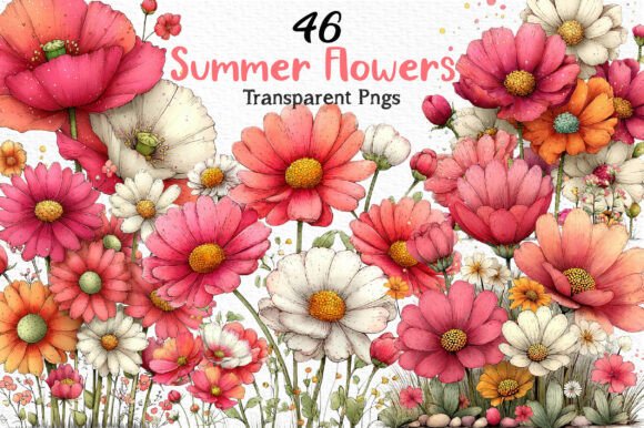 Download Whimsical Summer Flowers Clipart PNG - Flowers clipart Collection