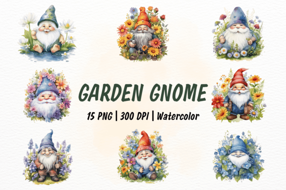 Download Cute Garden Gnome Watercolor Clipart - Gnome watercolor Collection
