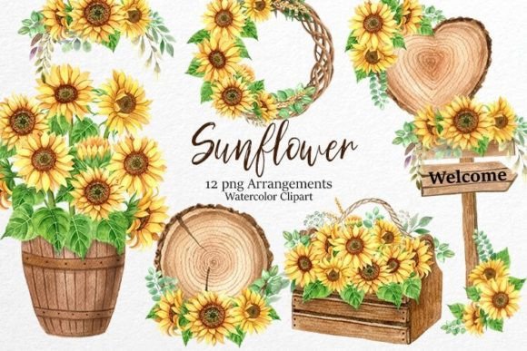 Download Watercolor Sunflowers, Floral Clipart - Flowers Collection
