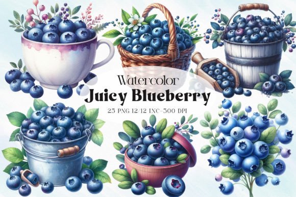 Download Watercolor Juicy Blueberry Clipart - Blueberry clipart Collection