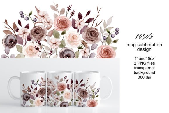 Download Mug Sublimation Design with Flowers Rose - Flowers Collection