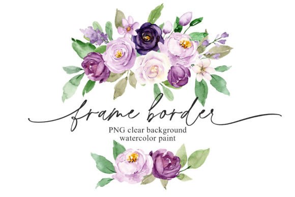 Download Frame Border, Violet Watercolor Flowers. - Flowers Collection