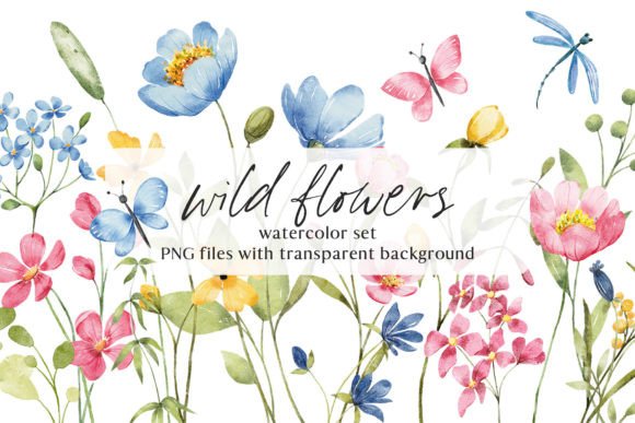 Download Wild Flowers, Watercolor Clipart, PNGю - Flowers Collection