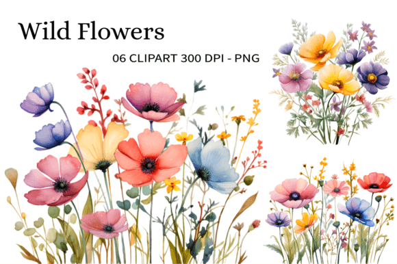 Download Wild Flowers Watercolor Clipart PNG - Flowers Collection