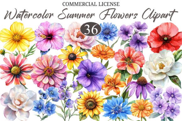 Download Whimsical Summer Flowers Clipart PNG - Flowers clipart Collection